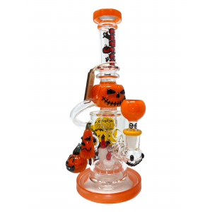 11" Cheech Glass Evil Pumpkin Recycler With Matrix Perc & Dab Pad Water Pipe - [CHE-254]